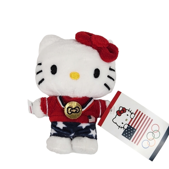 Spin Master Sanrio NWT Hello Kitty USA Olympian Gold Medal 4.5" Plush - Picture 1 of 5